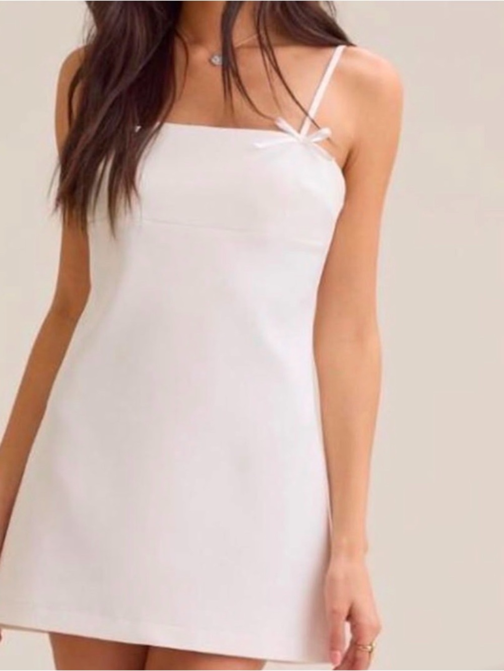 Altar'd State White Mini Slip Dress with Bow Straps - Picture 3 of 3